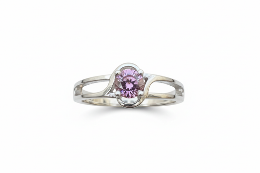 925 Sterling Silver Morganite lab crown stone