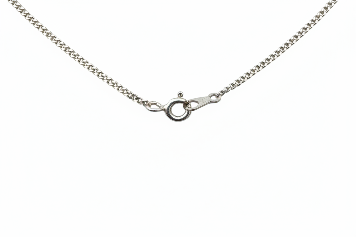 Curb Diamond Link Silver Necklace