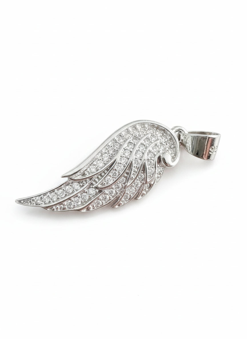 Angel Wing Cubic Zirconia Sterling Silver Pendant