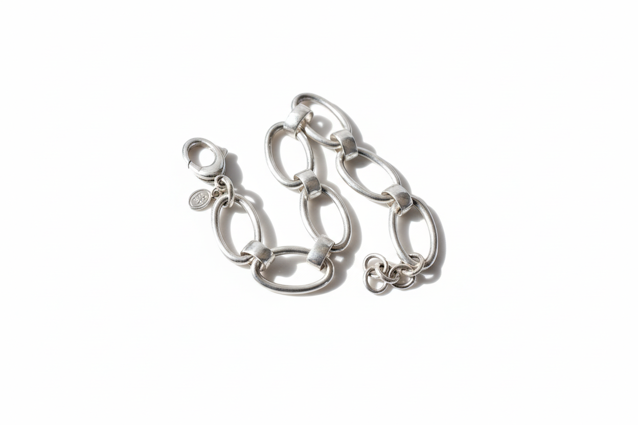 Oval Chain Link Silver Bracelet