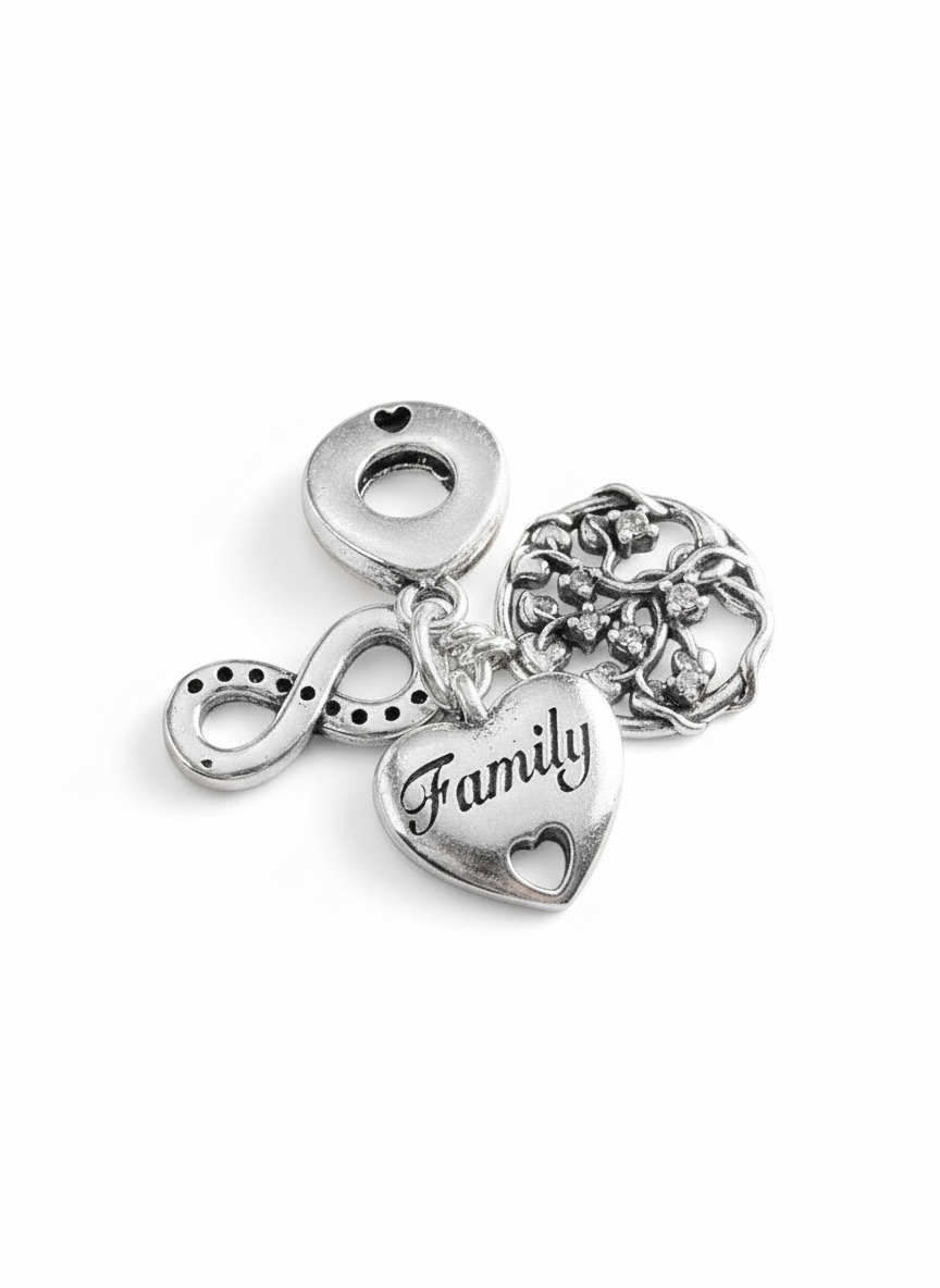 Triple Family Love Pendant Sterling Silver
