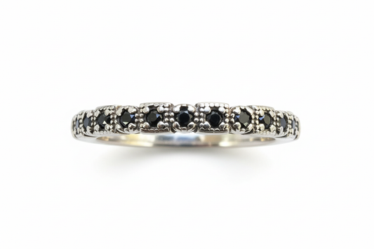 925 Sterling Silver ring with black Cubic Zirconia stone