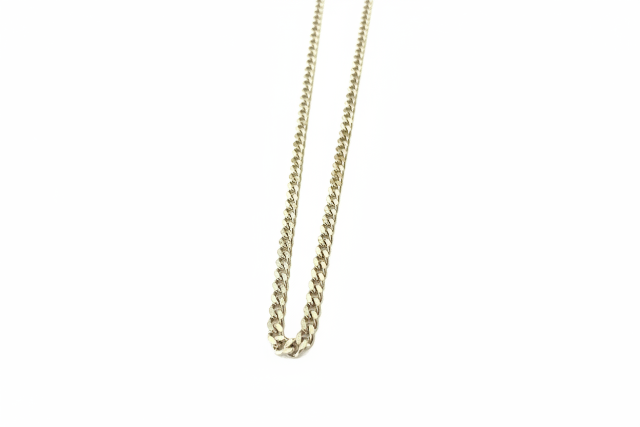 Curb Diamond Link Silver Necklace
