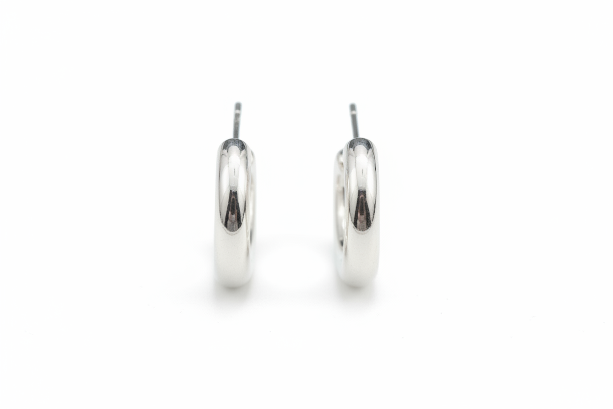Half Hoop Electroform Sterling Silver Earrings
