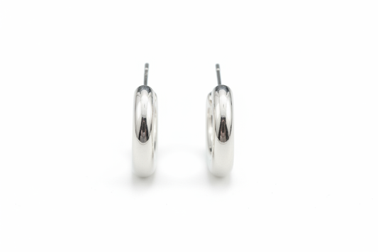 Half Hoop Electroform Sterling Silver Earrings