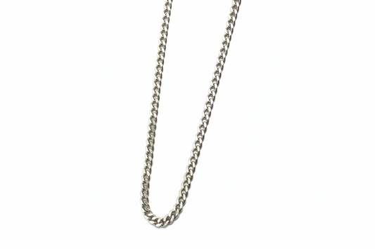 Curb Diamond Link Silver Necklace