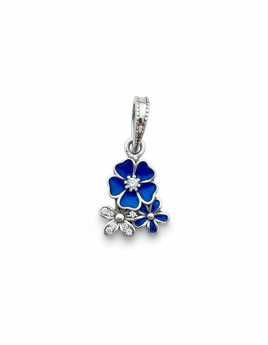 Blue Flowers Pendant Sterling Silver