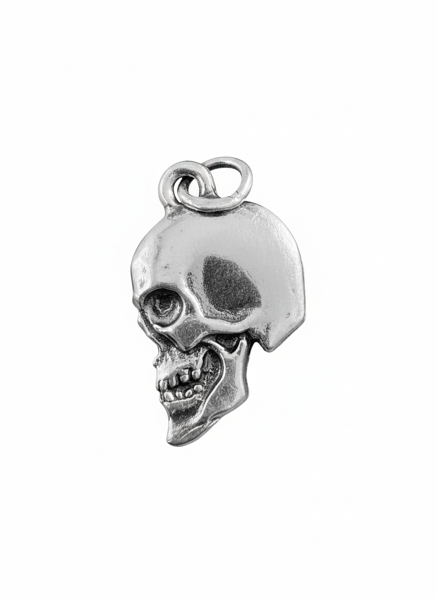 Flat Skull Pendant Sterling Silver
