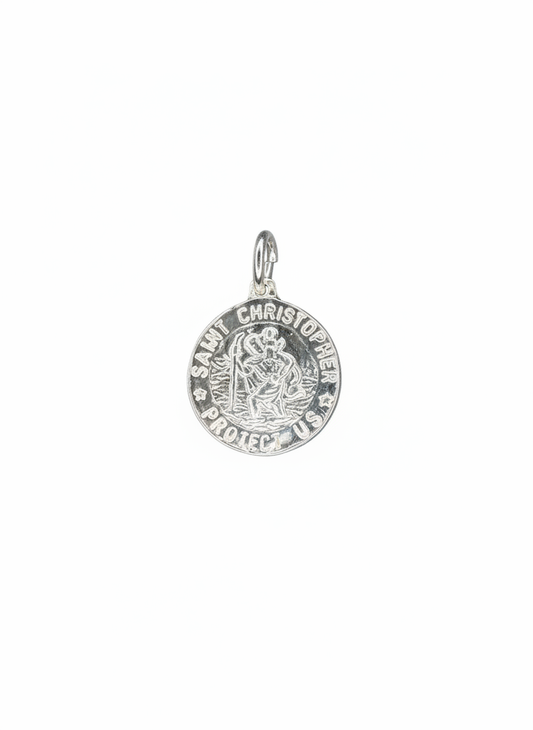 Vintage Saint Christopher Protect Us Sterling Silver Pendant