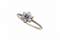 Load image into Gallery viewer, 925 Sterling Silver ring purple flower lab grown ring
