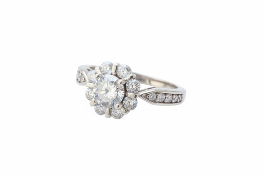925 Sterling Silver flower design ring with Cubic Zirconia stone