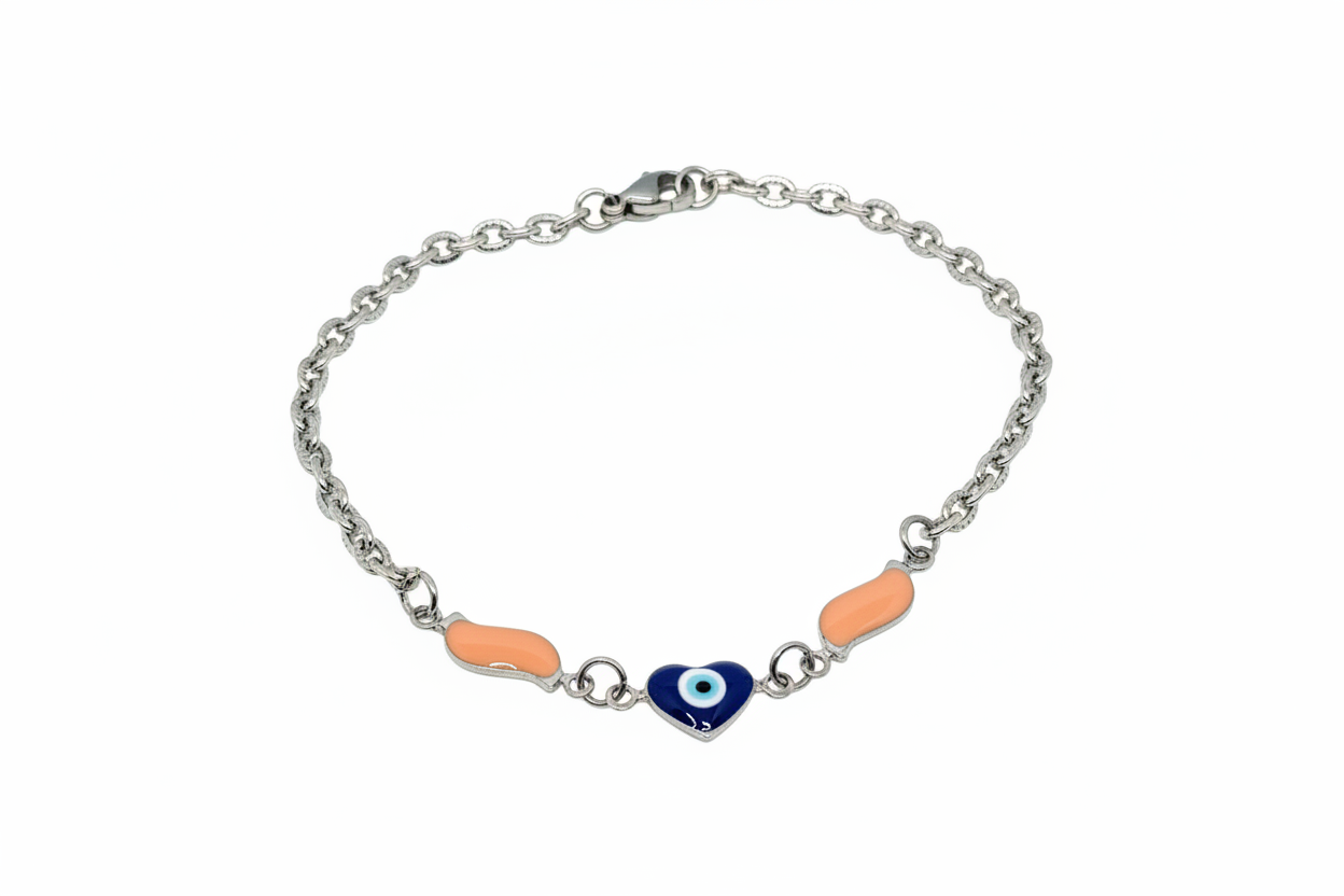 Blue Heart Evil Eye Bracelet
