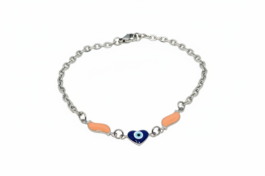 Blue Heart Evil Eye Bracelet