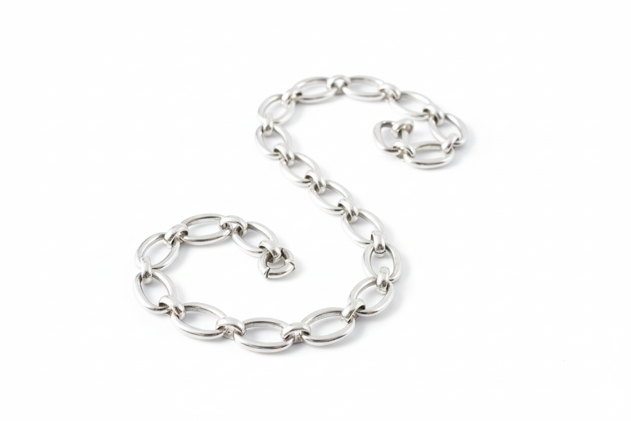 Hollow Oval Cable Chain 925 Sterling Silver Necklace