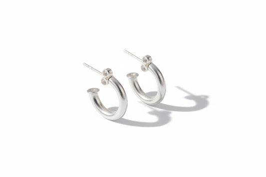 Hoop With Stopper Sterling Silver Earrings