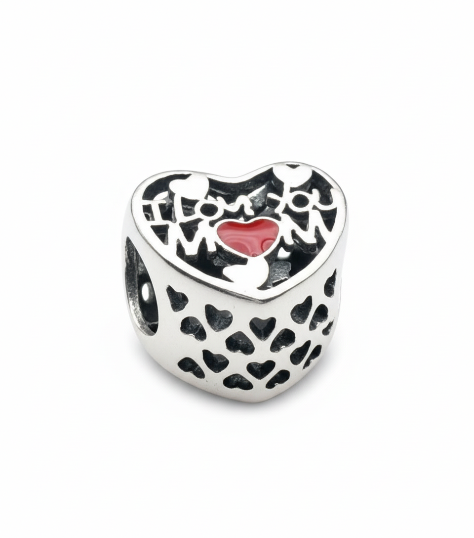 Pandora Compatible I Love you Mom Pendant Sterling Silver