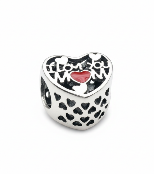 Pandora Compatible I Love you Mom Pendant Sterling Silver