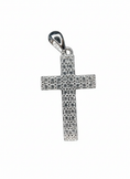 Load image into Gallery viewer, Double Stone Row Cross Pendant Sterling Silver with Cubic Zirconia Stones
