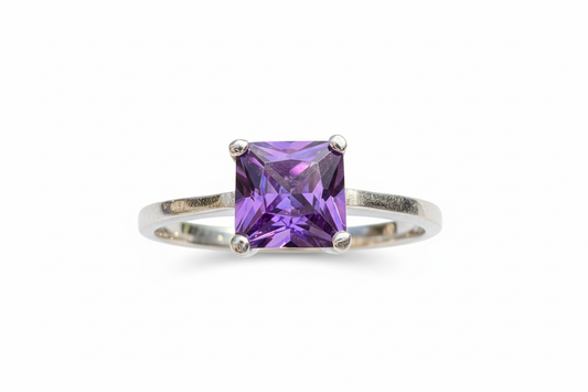 925 Sterling Silver Amethyst Cubic Zirconia stone