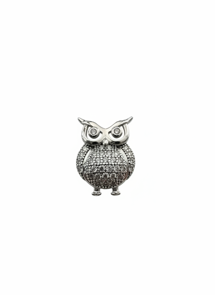 Cubic Owl Pendant Sterling Silver
