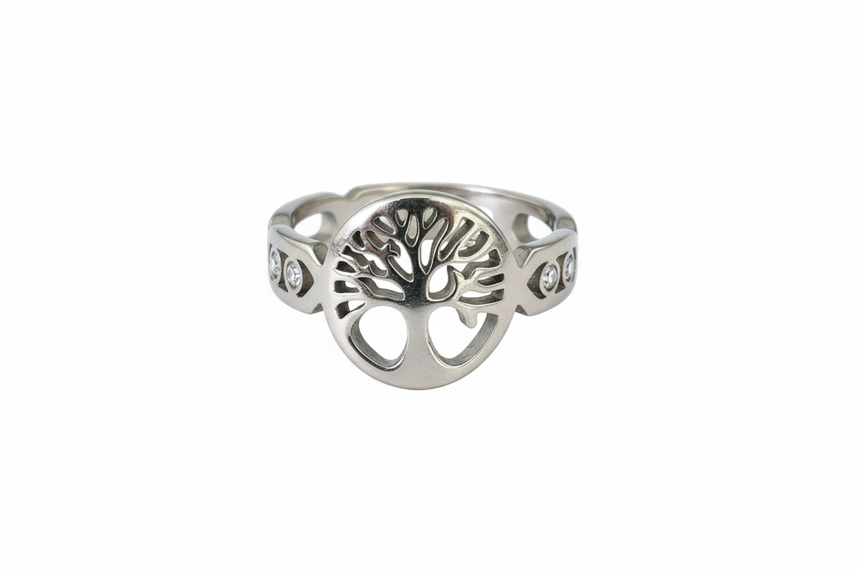Tree of life with Cubic Zirconia Stone Stainless Steel Ring