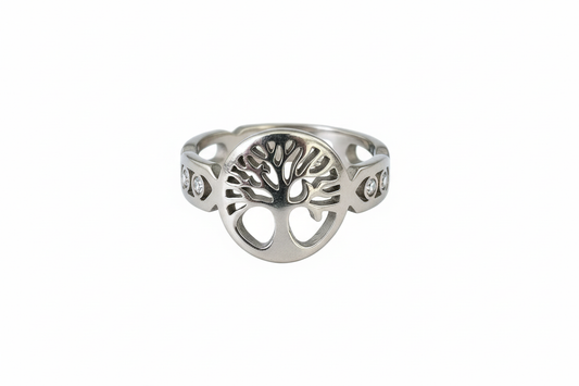 Tree of life with Cubic Zirconia Stone Stainless Steel Ring