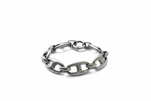 Puffed Buckle Link Silver Bracelets