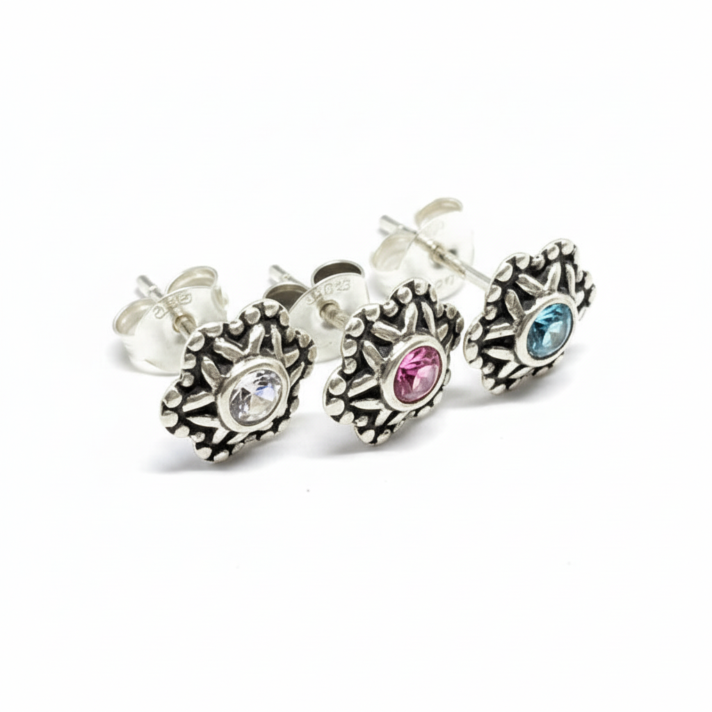 Vintage Starburst 925 Sterling Silver Earrings
