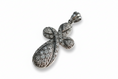 Load image into Gallery viewer, Intricate Fancy Cubic Zirconia Swirl Cross Sterling Silver Pendant
