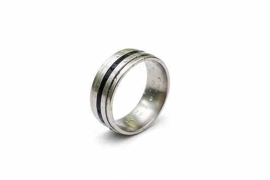Silver and Black Spinner Stainless Steel Ring