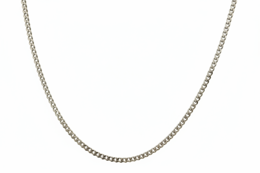 Curb Diamond Cut Link Silver Necklace