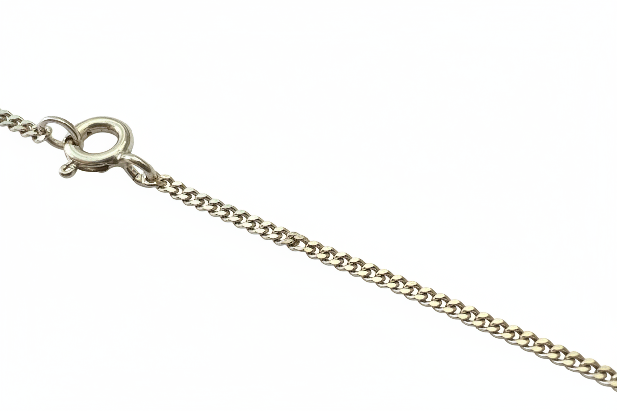Curb Diamond Link Silver Necklace