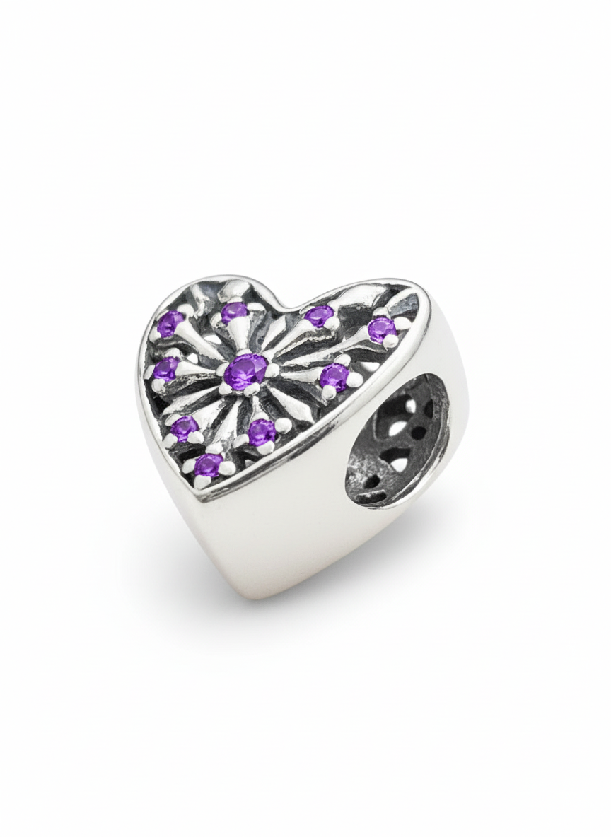 Pandora Compatible Heart Pendant Sterling Silver