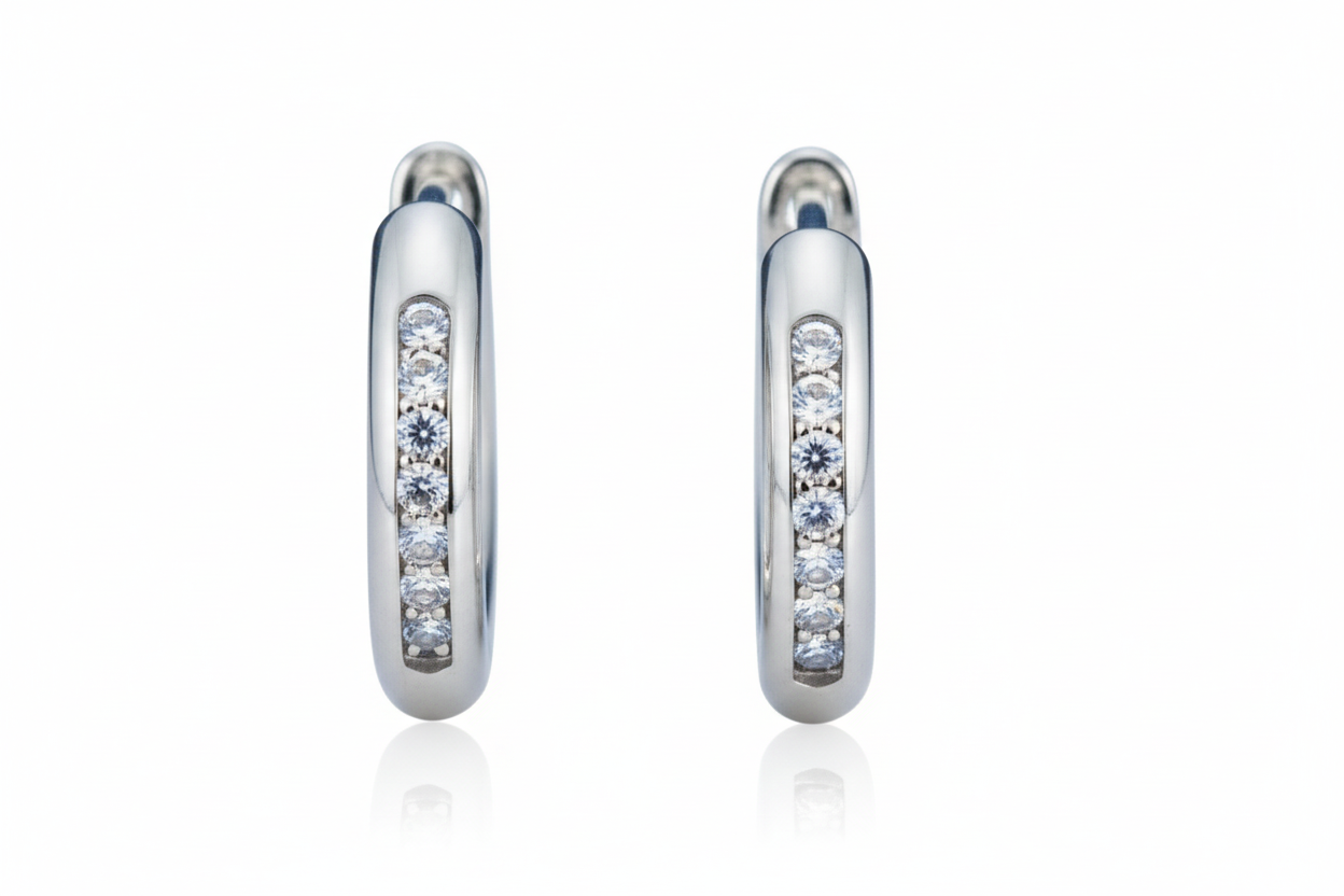 Hoop Earing with Clear Stones