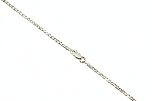 Curb Diamond Link Silver Necklace