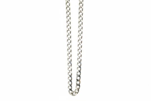 Curb Diamond Cut Link Silver Necklace