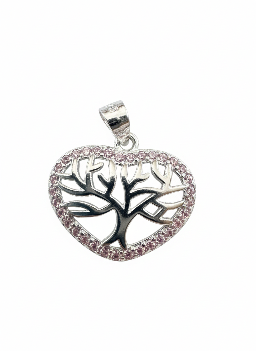 Tree of Life Heart Cubic 925 Sterling Silver Pendant