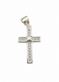Load image into Gallery viewer, Square X Cross Pendant Sterling Silver with Cubic Zirconia Stones
