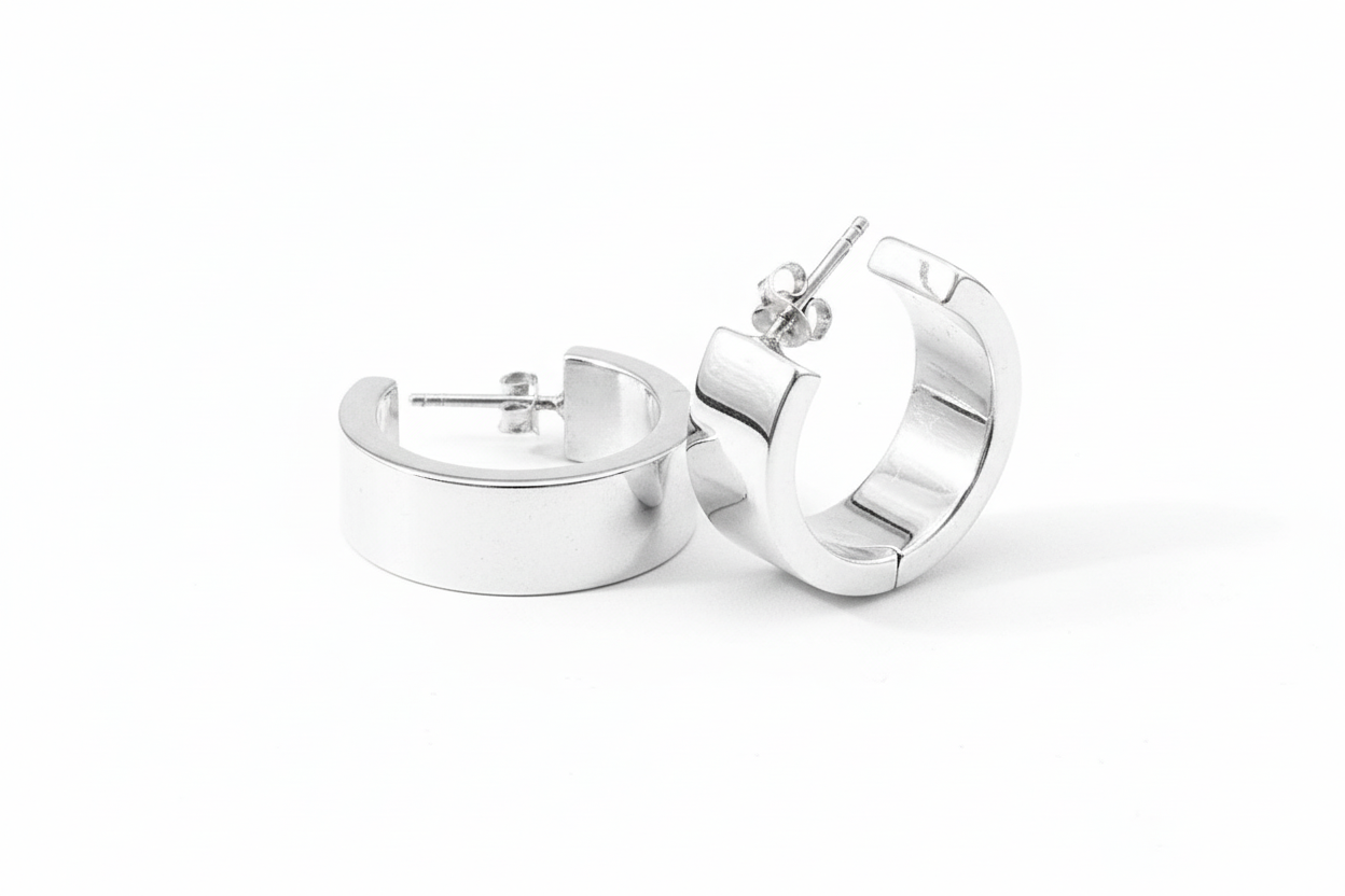 Hoop Butterfly Electroform Sterling Silver Earrings