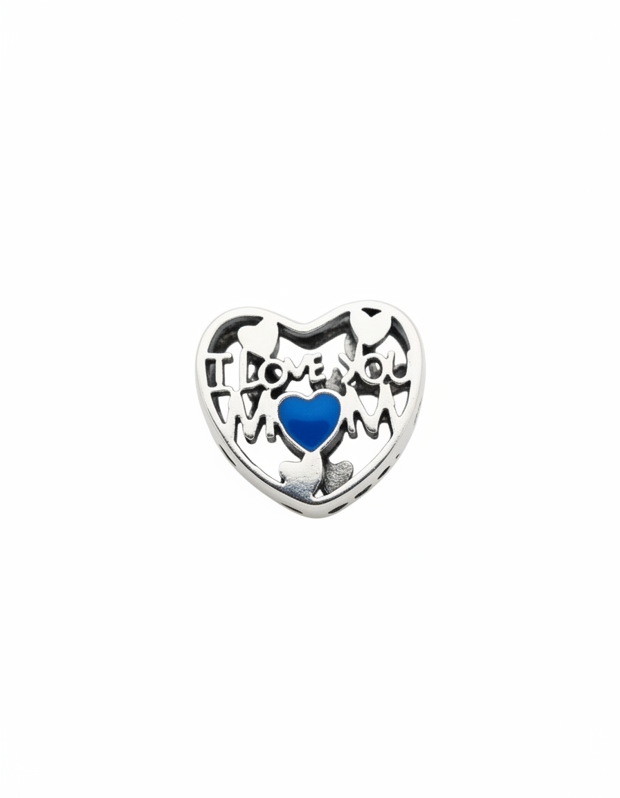 Pandora Compatible I Love you Mom Pendant Sterling Silver