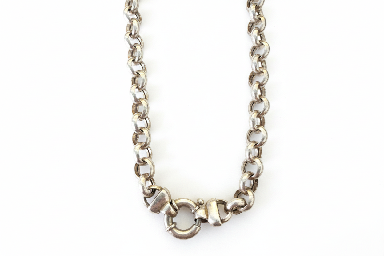 Hollow Belcher Silver Necklace