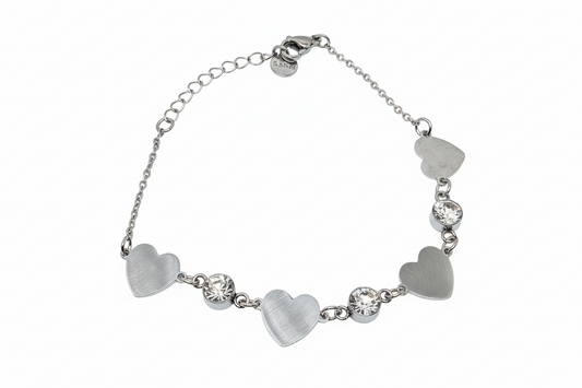 Hearts with Cubic Zirconia Stones Bracelet