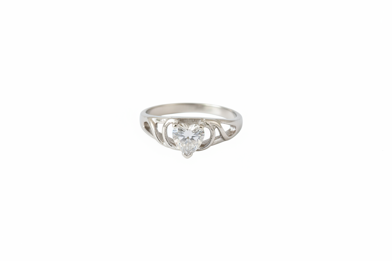 Heart shape with heart Cubic Zirconia Stone Stainless Steel Ring