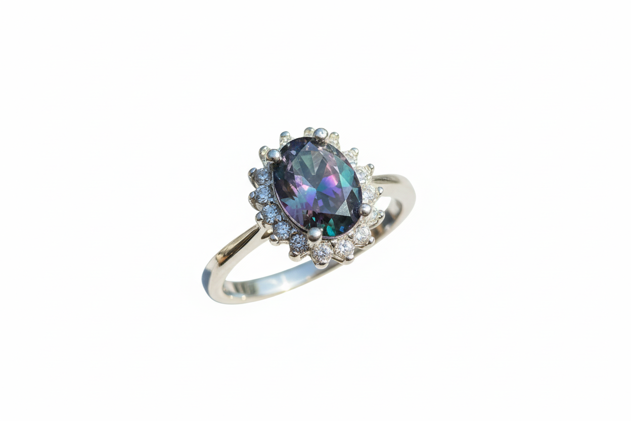 925 Sterling Silver 7 shades of black Cubic Zirconia ring