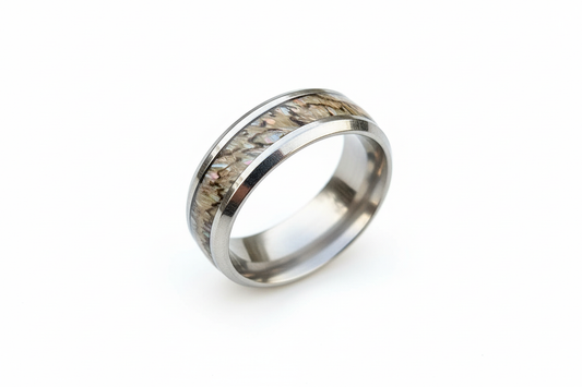 Dinosaur Bone Inlay Stainless Steel Ring