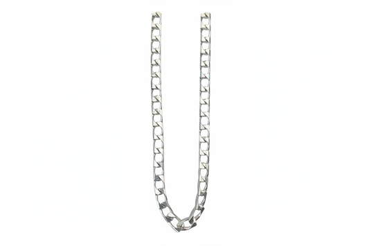 Curb Diamond Link Silver Necklace
