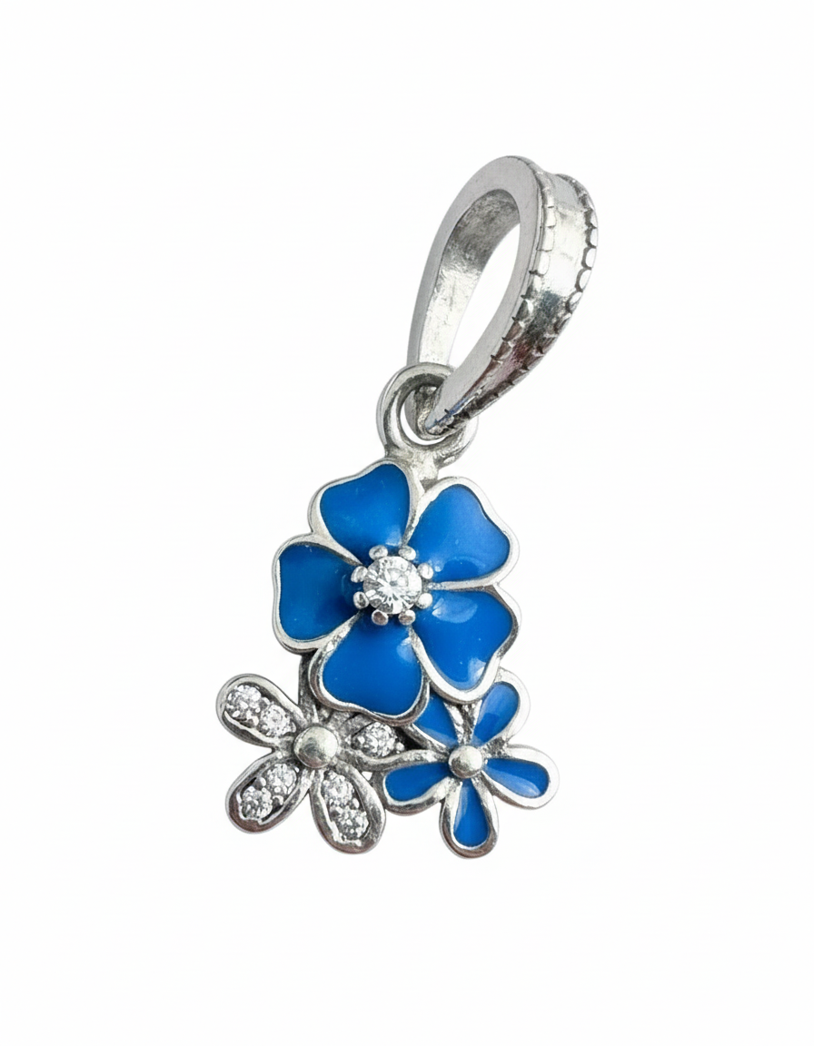 Blue Flowers Pendant Sterling Silver