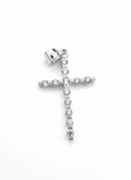 Load image into Gallery viewer, Slim Cubic Zirconia Cross Sterling Silver Pendant
