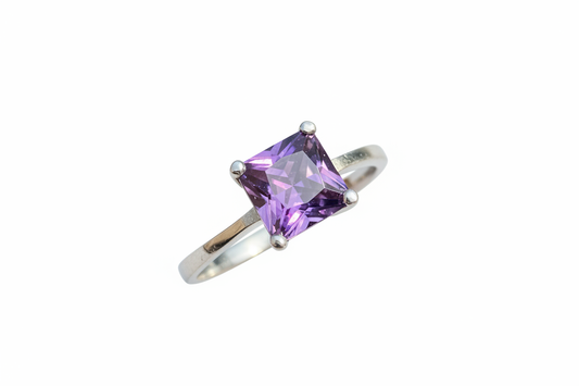 925 Sterling Silver Amethyst Cubic Zirconia stone