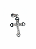 Load image into Gallery viewer, Heart Edge Cross Pendant Sterling Silver with Cubic Zirconia Stones
